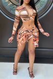 Red Sexy Print Hollowed Out Patchwork Swimwears