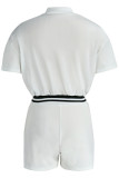 Pink Fashion Casual Solid Patchwork Zipper Collar Short Sleeve Two Pieces