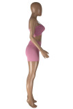 Pink Sexy Casual Solid Backless Spaghetti Strap Sleeveless Two Pieces