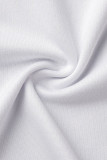 White Fashion Casual Print Basic O Neck T-Shirts