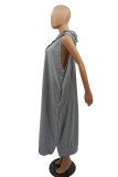 Red Fashion Casual Solid Basic Hooded Collar Sleeveless Dress Dresses