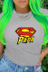 Grey Fashion Casual Print Letter O Neck T-Shirts