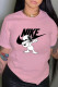 Pink Casual Fashion Print Letter O Neck T-Shirts