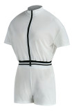 Pink Fashion Casual Solid Patchwork Zipper Collar Short Sleeve Two Pieces