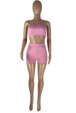 Pink Sexy Casual Solid Backless Spaghetti Strap Sleeveless Two Pieces