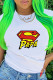 White Fashion Casual Print Letter O Neck T-Shirts