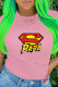 Pink Fashion Casual Print Letter O Neck T-Shirts