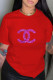 Red Fashion Casual Print Letter O Neck T-Shirts