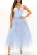 Sky Blue Casual Solid Patchwork Strapless Evening Dress Dresses