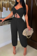 Black Casual Solid Hollowed Out Spaghetti Strap Harlan Jumpsuits