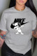 Grey Casual Fashion Print Letter O Neck T-Shirts