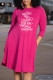 Rose Red Fashion Casual Print Letter O Neck A Line Dresses