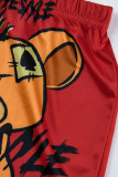 Orange Casual Sportswear Print Vests O Neck Sleeveless Two Pieces