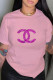 Pink Fashion Casual Print Letter O Neck T-Shirts