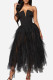 Black Casual Solid Patchwork Strapless Evening Dress Dresses