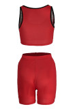 Orange Casual Sportswear Print Vests O Neck Sleeveless Two Pieces