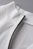 Pink Fashion Casual Solid Patchwork Zipper Collar Short Sleeve Two Pieces
