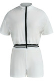 Pink Fashion Casual Solid Patchwork Zipper Collar Short Sleeve Two Pieces