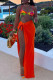 Orange Fashion Sexy Print Bandage Backless Spaghetti Strap Sleeveless Two Pieces