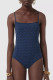 Blue Fashion Sexy Print Backless Swimwears