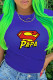Blue Fashion Casual Print Letter O Neck T-Shirts