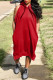 Red Fashion Casual Solid Basic Hooded Collar Sleeveless Dress Dresses