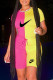 Pink Yellow Fashion Casual Print Patchwork O Neck Short Sleeve Two Pieces