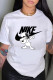 White Casual Fashion Print Letter O Neck T-Shirts