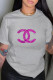 Grey Fashion Casual Print Letter O Neck T-Shirts