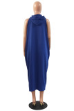 Red Fashion Casual Solid Basic Hooded Collar Sleeveless Dress Dresses
