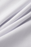 White Fashion Casual Print Basic O Neck T-Shirts