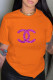 Orange Fashion Casual Print Letter O Neck T-Shirts