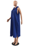 Red Fashion Casual Solid Basic Hooded Collar Sleeveless Dress Dresses