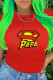 Red Fashion Casual Print Letter O Neck T-Shirts