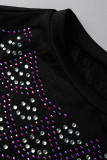 Apricot Fashion Sexy Patchwork Hot Drill O Neck Long Sleeve Dresses