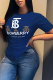 Navy Blue Fashion Cute Character Patchwork Letter O Neck T-Shirts