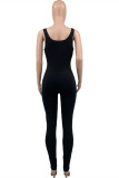 Yellow Fashion Casual Sportswear Solid Backless U Neck Skinny Jumpsuits