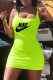 Light Green Fashion Casual Print Letter U Neck One Step Skirt Dresses