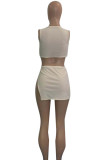 Red Fashion Sexy Solid Slit U Neck Sleeveless Two Pieces