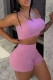 Pink Sexy Casual Solid Backless Spaghetti Strap Sleeveless Two Pieces