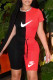Black Red Fashion Casual Print Patchwork O Neck Short Sleeve Two Pieces