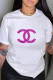 White Fashion Casual Print Letter O Neck T-Shirts