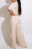 Bare Color Casual Solid Split Joint Buckle Turndown Collar Straight Jumpsuits