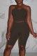 Black Casual Solid Patchwork Halter Sleeveless Two Pieces