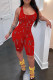 Red Sexy Casual Solid Ripped Hollowed Out U Neck Sleeveless Two Pieces