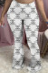 Black And White Fashion Simplicity Print Letter Speaker Bottoms