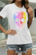 White Fashion Casual Skull Head Print Basic O Neck T-Shirts