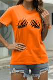 Red Fashion Casual Print Basic O Neck T-Shirts