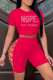 Red Fashion Casual Solid Hot Drilling Bandage Hollowed Out O Neck Short Sleeve Two Pieces
