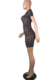 Black Sexy Print Patchwork O Neck Pencil Skirt Dresses